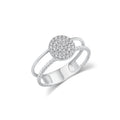 Rhodium Plated 925 Sterling Silver Moissanite Round Cluster Top Split Band Ring - MGMR00068