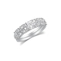 Rhodium Plated 925 Sterling Silver Moissanite Round Solitaire Center Double Band Ring - MGMR00062