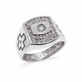 Rhodium Plated 925 Sterling Silver Moissanite Square Halo Men's Statement Ring - MGMR00046