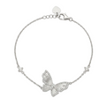 Rhodium Plated 925 Sterling Silver Moissanite Stone Butterfly and Solitaire Accent Bracelet - MGMB00124