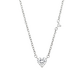 Rhodium Plated 925 Sterling Silver Moissanite Stone Heart with Side Stone Accent Necklace - MGMN00029