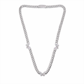 Rhodium Plated 925 Sterling Silver Moissanite Stone Multi Butterfly Cuban Link Necklace - MGMN00012-17