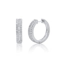 Rhodium Plated 925 Sterling Silver Moissanite Studded 12.5mm Hoop Earring - MDGE00012