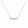 Rhodium Plated 925 Sterling Silver Moissanite Triple Heart Pave Necklace - MTGN00017