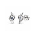 Rhodium Plated 925 Sterling Silver Moissanite Wave Swirl Stud Earrings - MTGE00048