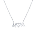 Rhodium Plated 925 Sterling Silver Mom Heart Clear CZ Necklace Pendant - SOP00184