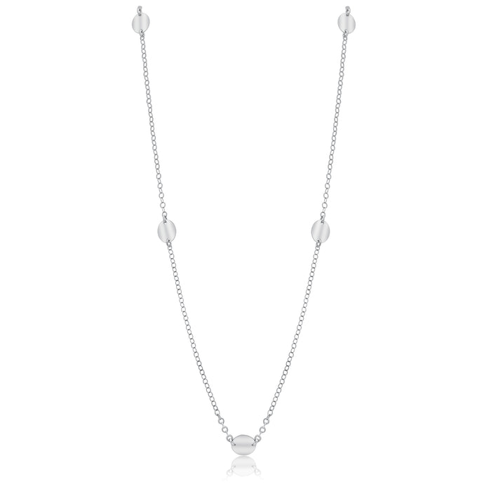 Rhodium Plated 925 Sterling Silver Multi Disc Rolo Lariat Necklace - SPN00033