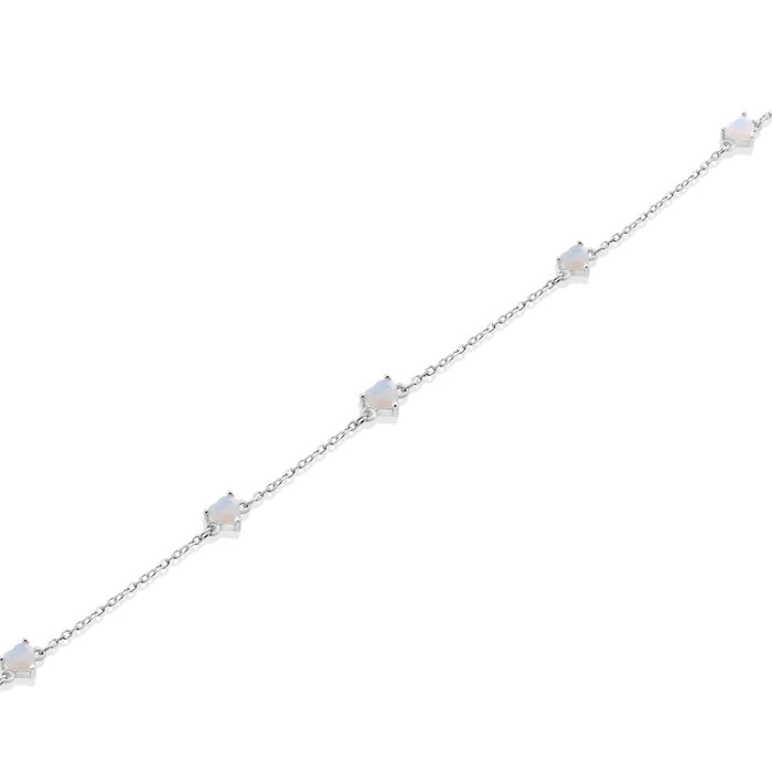 Rhodium Plated 925 Sterling Silver Multi Heart Opal Adjustable Bracelet  - GMB00202