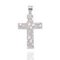Rhodium Plated 925 Sterling Silver Nugget Cross 23.5mm x 35.3mm Pendant - GMP00208
