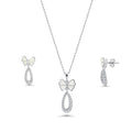 Silver 925 Rhodium Plated Open Butterfly Teardrop Clear CZ Hanging Set - BGS00216 | Silver Palace Inc.
