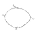 Silver 925 Rhodium Plated Paperclip Chain Stars and Moon Charm Adjustable Anklet - SOA00029 | Silver Palace Inc.