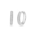 Rhodium Plated Pave Huggie Hoop Earrings 26mm - STE01337 | Silver Palace Inc.