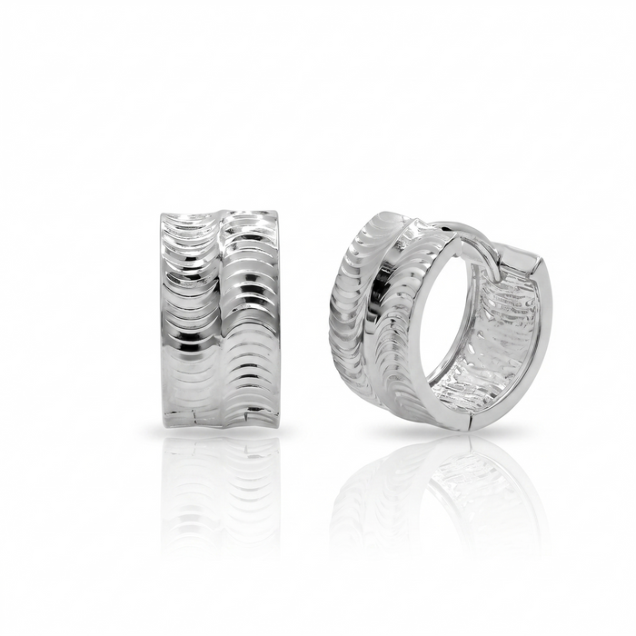 Rhodium Plated 925 Sterling Silver Polished Curved Tube Hoop Earrings - GME00167
