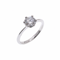 Rhodium Plated 925 Sterling Silver Round Lab Grown Diamond Solitaire Engagement Ring - LGMR00015