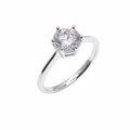 Rhodium Plated 925 Sterling Silver Round Lab Grown Diamond Solitaire Engagement Ring - LGMR00016