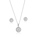 Rhodium Plated 925 Sterling Silver Round Moissanite 0.5 Carat Earring and 2 Carat Necklace Sets - MBGS00001 | Silver Palace Inc.