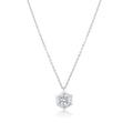 Rhodium Plated 925 Sterling Silver Round Moissanite Hexagon Frame Adjustable Pendant Necklace - MDGP00001