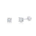 Rhodium Plated 925 Sterling Silver Round Moissanite Studded 5mm Stud Earring - MDGE00011