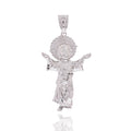 Rhodium Plated 925 Sterling Silver Saint Jude  25mm x 42mm Pendant - GMP00197