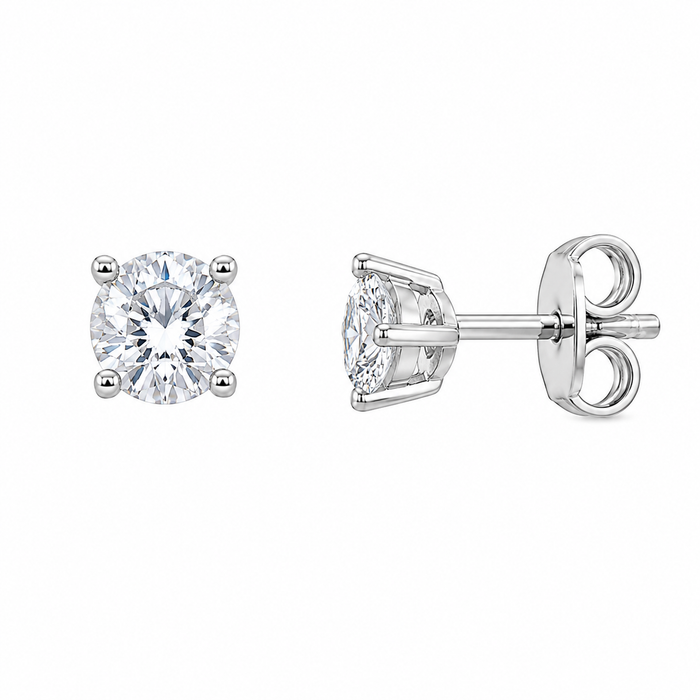 Silver 925 Rhodium Plated Single CZ Open Heart Set - STS00525 | Silver Palace Inc.