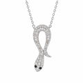 Rhodium Plated 925 Sterling Silver Snake Clear CZ Adjustable Necklace - GMN00251