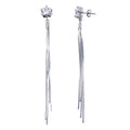 Silver 925 Rhodium Plated Star CZ Center Snake SQ Dangling Earrings - BGE00623 | Silver Palace Inc.