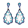 Silver 925 Rhodium Plated Teal and Blue CZ Teardrop Earrings - BGE00582 | Silver Palace Inc.