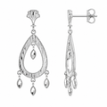 Rhodium Plated 925 Sterling Silver Tear Drop Chandelier Earrings - SPE00031 | Silver Palace Inc.