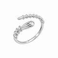 Rhodium Plated 925 Sterling Silver Textured Open Ended Ring - GMR00452