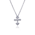 Rhodium Plated Stainless CZ Cross Necklace - SSN00032