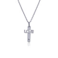 Rhodium Plated Stainless Love Cross Necklace - SSN00022