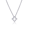 Rhodium Plated Stainless Open Clover Pendant Necklace - SSN00024