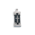 Rhodium Plated Stainless Steel Black Cross Rectangle Pendant - SSP00068