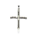 Rhodium Plated Stainless Steel Cable Cross Pendant - SSP00204