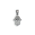 Rhodium Plated Stainless Steel Hamsa & CZ Star Accent Pendant - SSP00368