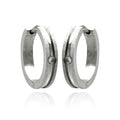 Rhodium Plated Stainless Steel Lined Shimmer Huggie Hoop Earrings - SSE00089