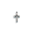 Rhodium Plated Stainless Steel Mini Block CZ Cross Pendant - SSP00132
