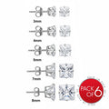 Rhodium Plated Stainless Steel Square Clear CZ Stud Earrings - SSE00115