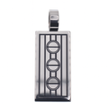 Rhodium Plated Stainless Steel Tri Circle Grid Pendant - SSP00535