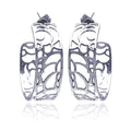 Rhodium Plated Stainless Steel Wave Outline Hoop Earrings - SSE00010