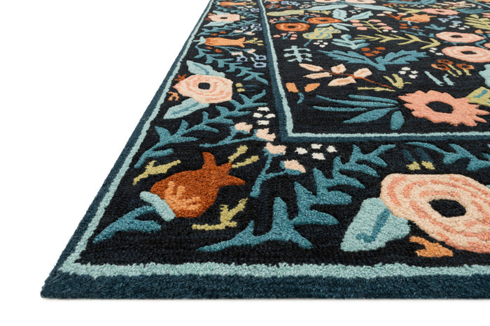 Rifle Paper Co. x Loloi Les Fleurs Rug | Black Rifle Paper Co. x Loloi