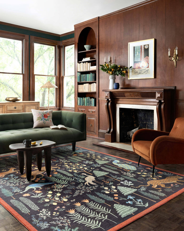 Rifle Paper Co. x Loloi Menagerie Rug | Black Rifle Paper Co. x Loloi