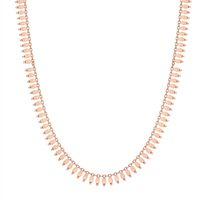 Rose Gold Plated 925 Sterling Silver Dainty Italian Frill Necklace - SPN00042RGP