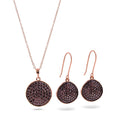Silver 925 Rose Gold Plated Disc CZ Set - BGS00405 | Silver Palace Inc.