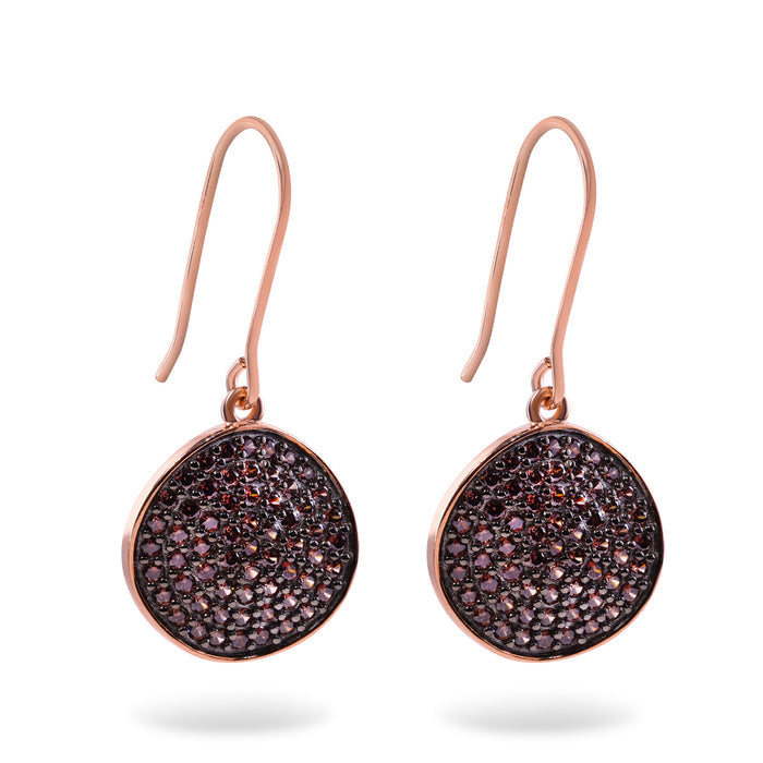 Silver 925 Rose Gold Plated Disc CZ Set - BGS00405 | Silver Palace Inc.