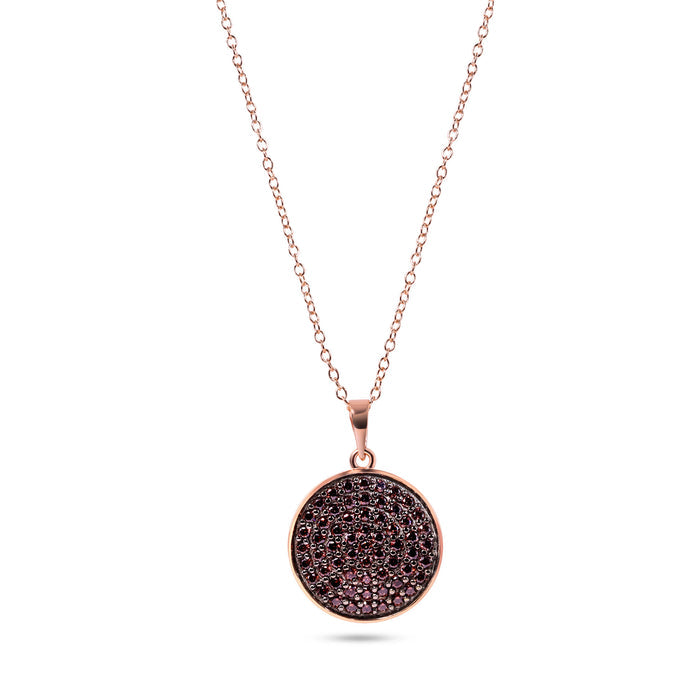 Silver 925 Rose Gold Plated Disc CZ Set - BGS00405 | Silver Palace Inc.