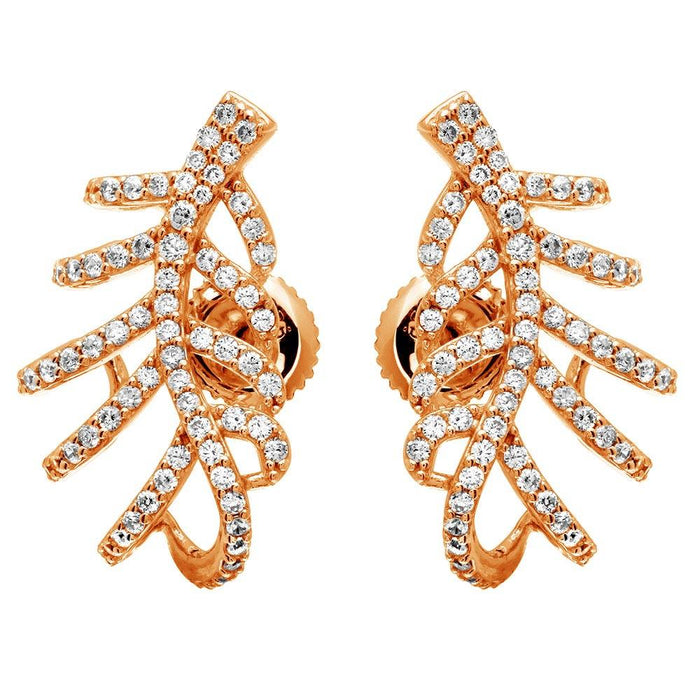 Silver 925 Rose Gold Plated Leaf Hugging CZ Earrings - GME00060RGP | Silver Palace Inc.