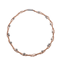 Rose Gold Plated Sterling Silver with Rhodium Shimmer Beads Twisted Italian Necklace - SPN00039