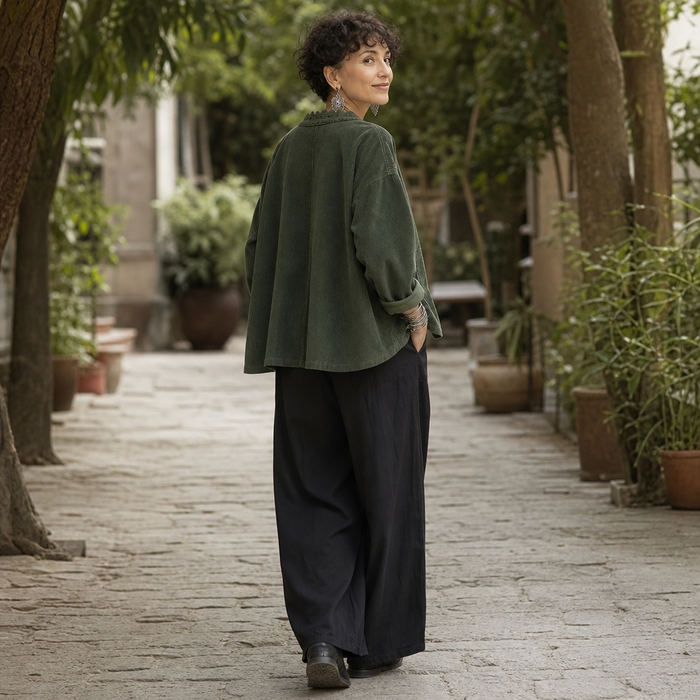 Roselane – Scalloped Lace Fine-Rib Corduroy-Look Jacket
