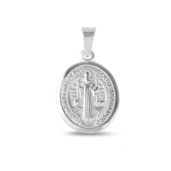 Silver 925 High Polished St. Benedict Oval Medallion - JCA030-V16